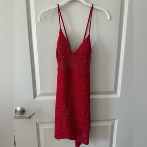 Red Glitter Mini Dress